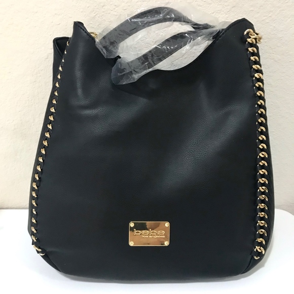 bebe Handbags - BEBE Colette Triple Entry Hobo Chain Shoulder Bag